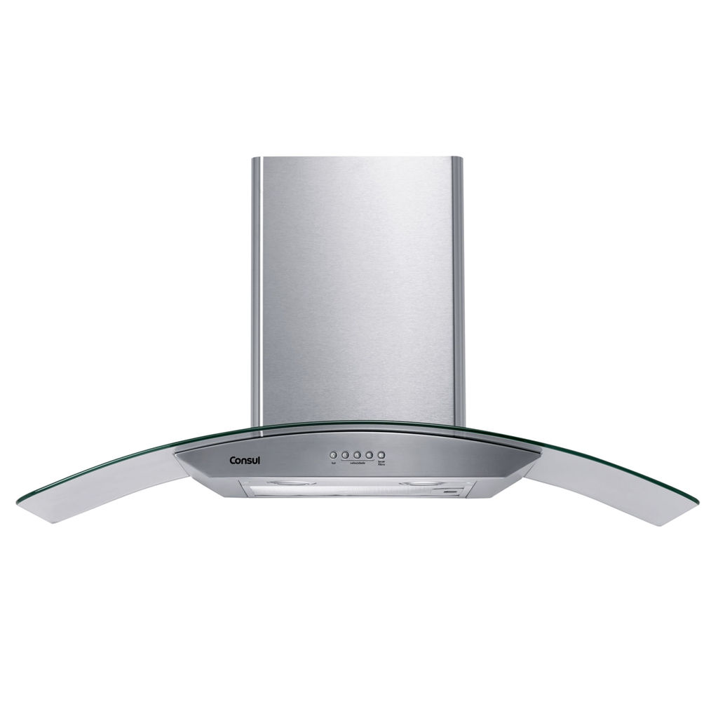 Coifa de Parede Consul 90cm Inox 5 e 6 Bocas com Design em Vidro e Aviso Lavar Filtro - CAP90AR