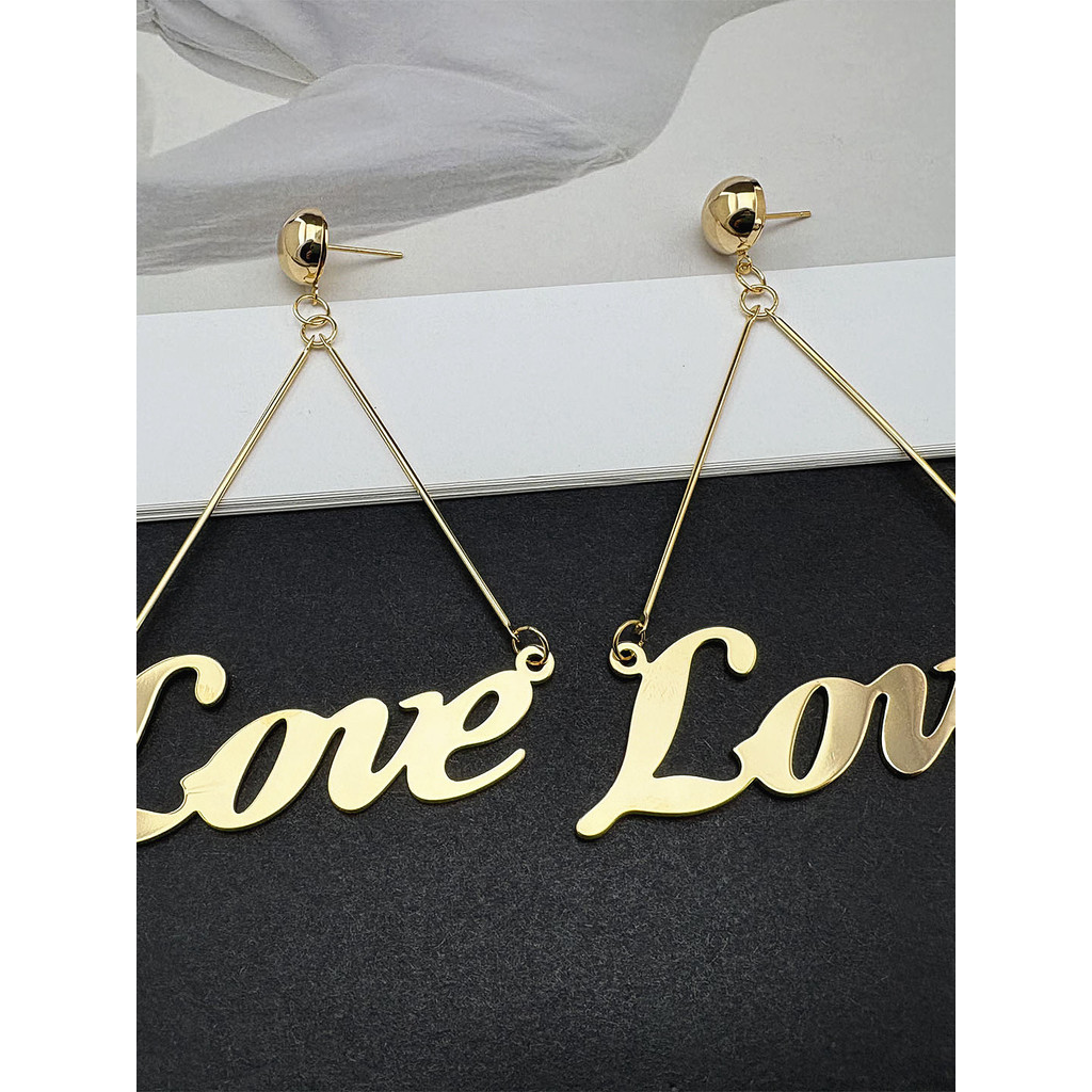 Brincos de carta dourada 925 prata agulha nicho High-End Retro exagerado brincos longos luz luxo estilo metálico brincos
