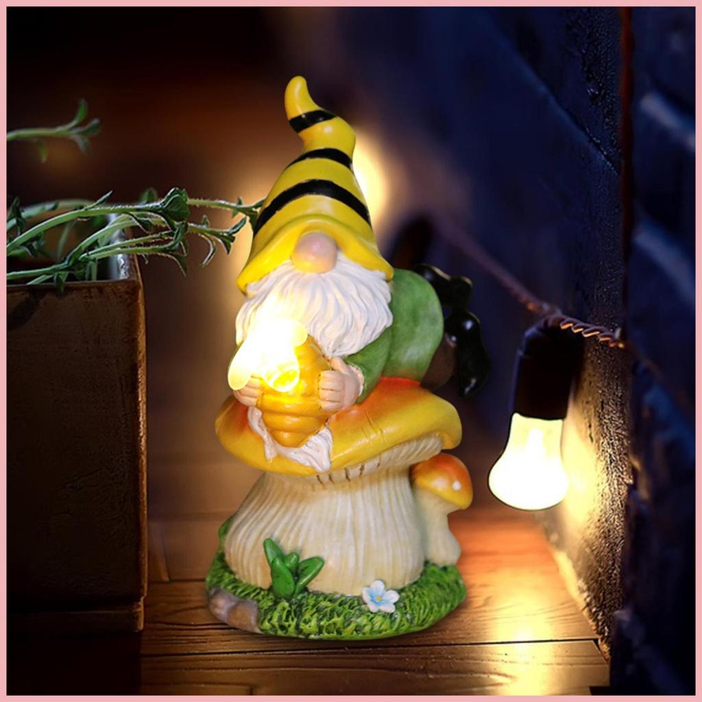 Gnome Luzes Solares Jardim Ao Ar Livre Resina À Prova De Intempéries Bonito Decorativo Quintal Gnomos Cogumelo Decoraçõe