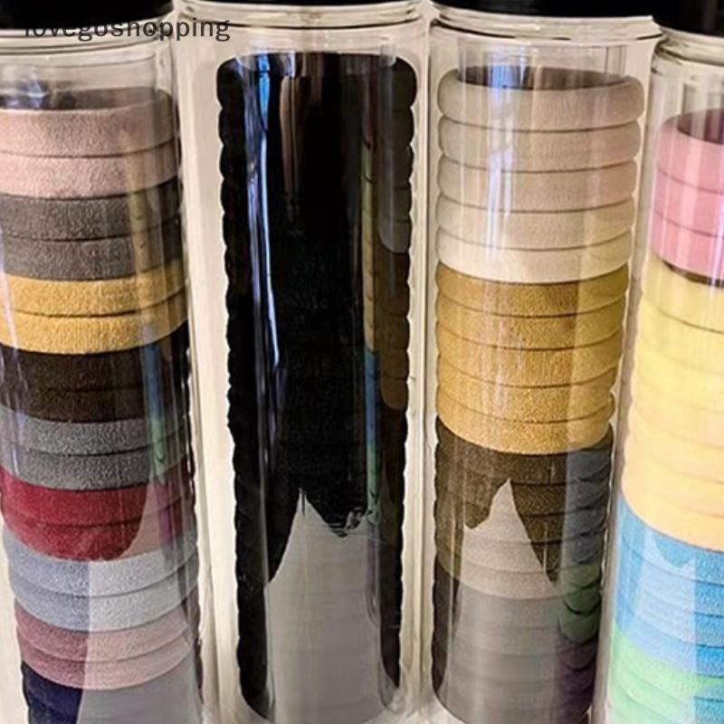 [lovego] 20 Peças/Caixa Anel De Toalha Enlatado Alto Elástico Sem Costura Simples Cores Sólidas Cabelo Suporte De Rabo D