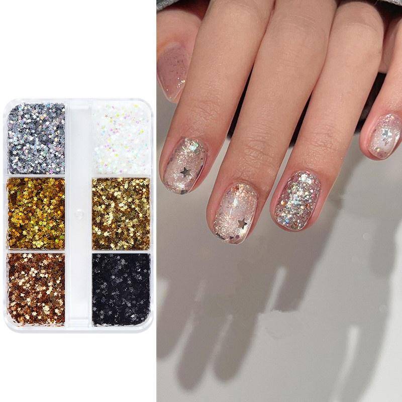 WoodAron 1mm Mini Estrela Espumante Prego Glitter Pentagrama Decoração De Unhas Design De Salão De Beleza Acessórios Fof