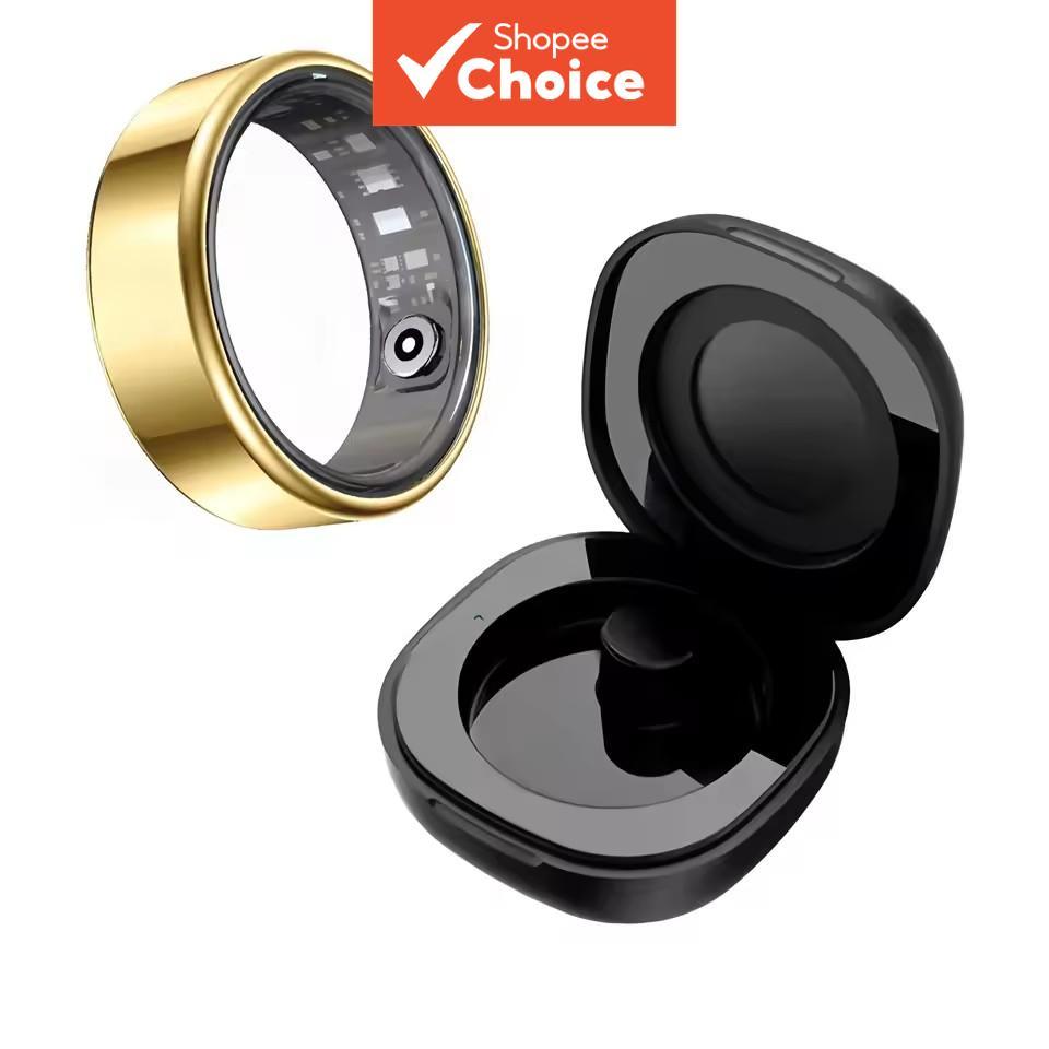 Anel Inteligente R09 Unissex com Estojo de Carregamento, Monitor de Frequência Cardíaca, Oxigênio no Sangue, Temperatura
