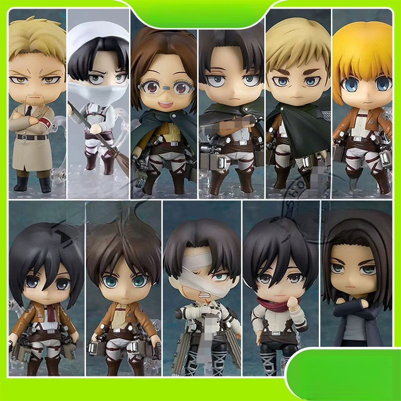 Nendoroid Attack on Titan # 390 Levi Ackerman Eren Jaeger Mikasa·Ackerman Armin Arlert Reiner Braun Figura De Coleção De