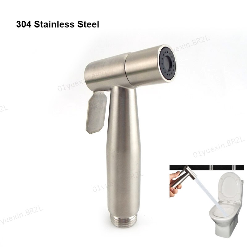 Protable Bidé Pulverizador Torneira De Lavagem Aço Inoxidável Prata Banheiro Pendurado Cabeça Água Portátil wc Auto Limp