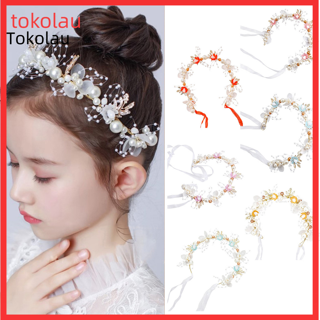 Comfortable Hair Accessory Fairy Girl Headband Bright Color Imitation Pearls Flower Decor Princess Hoop Party Crown for