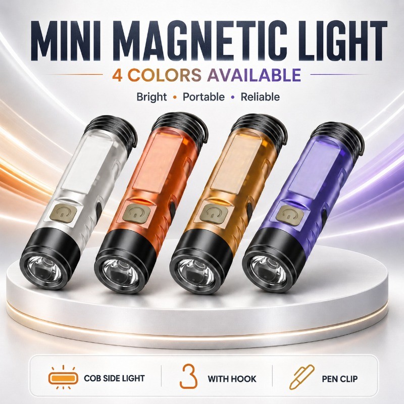 Mini Lanterna Recarregável EDC Caneta Magnética Clipe Luz Tocha Com Lateral COB Para Emergências De Acampamento De Traba