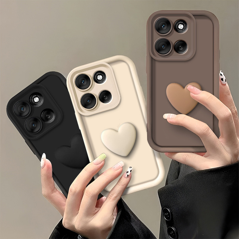 Capa para Moto G86 G56 5G, Capa de Telefone DIY 3D em Forma de Coração, Capa Completa de Silicone Macio e Impermeável 42