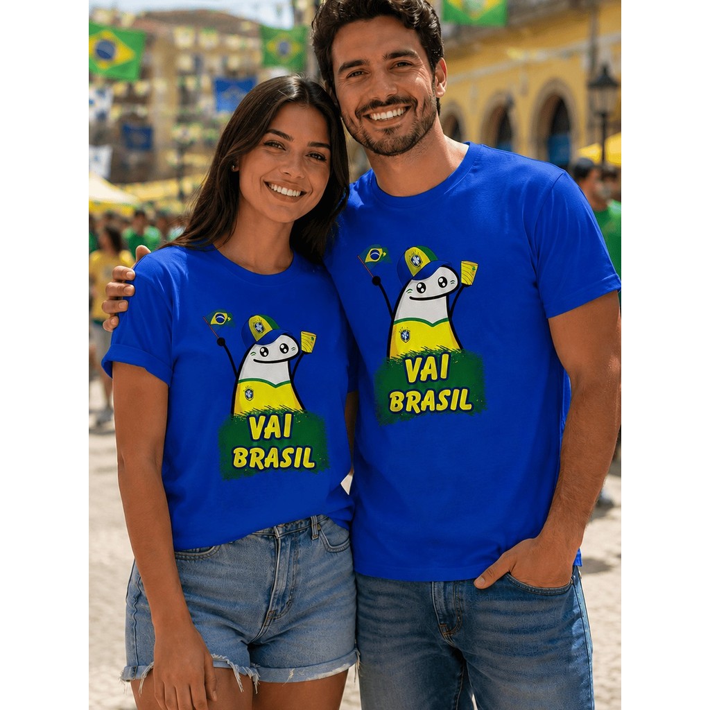 Camiseta Brasil Vai Brasil Copa Do Mundo Unissex Casal Futebol Torcida Brasileira-PHILKLEN