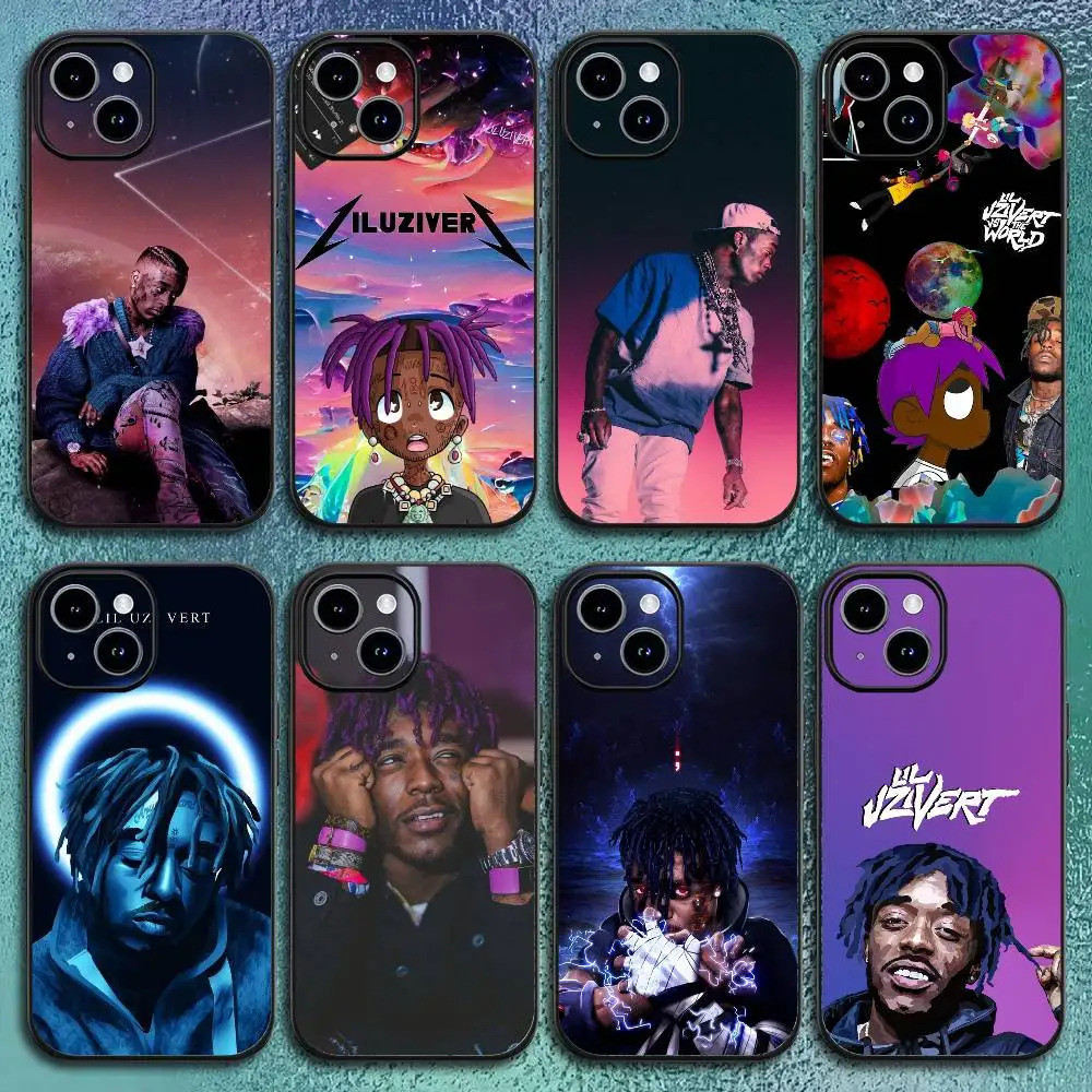 Capa de Telefone TP-1 Rapper L-Lil U-Uzi V-Vert para iPhone 12 13 14 15 16 17 Pro Max Plus, Preta Clássica, Capa Macia