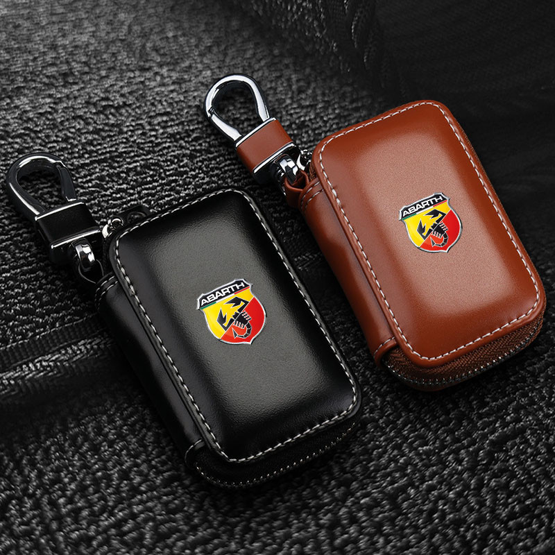 Estojo de couro para chave de carro, adequado para guardar chaves de Abarth FIAT Punto 500 Tipo Stilo Palio Bravo Doblo