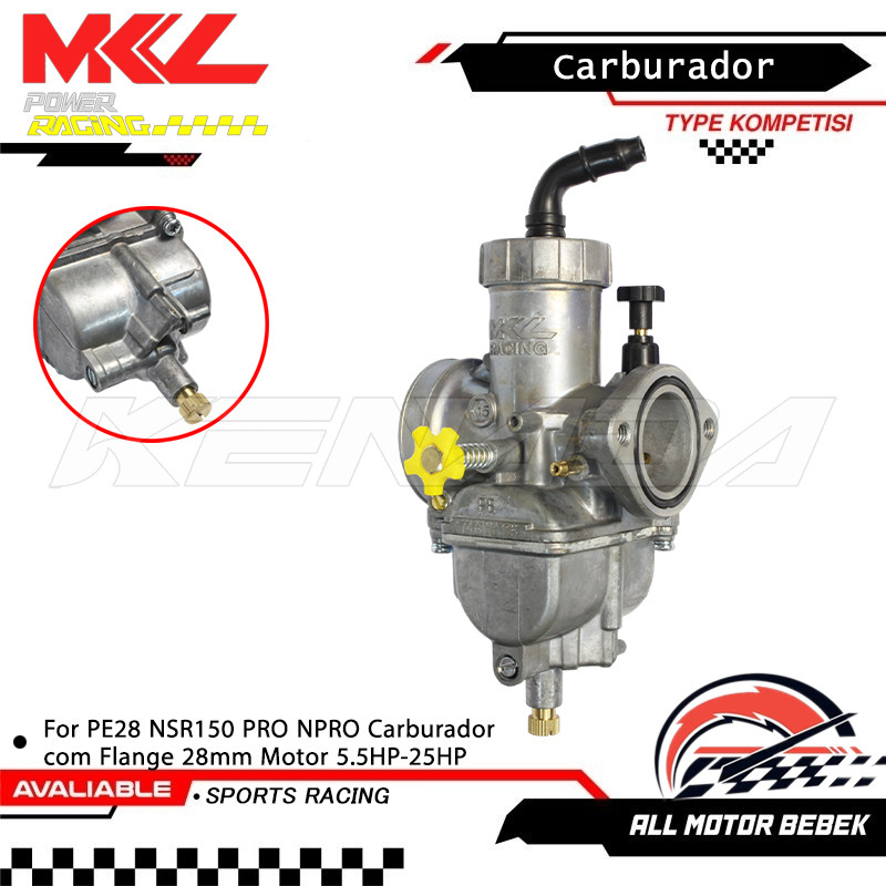Carburador MKL RACING PE28 Com Flange Para Moto Modificada 2T 4T 5.5HP-25HP NSR150