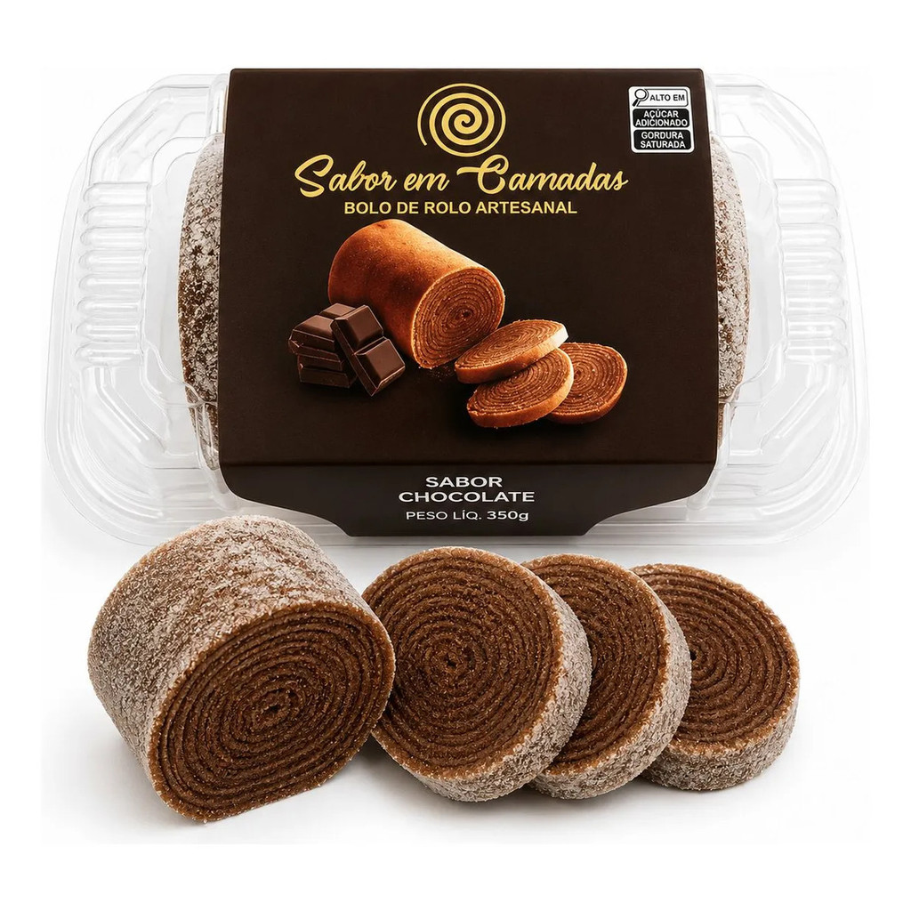 Bolo De Rolo Pernambucano Delicioso opções Chocolate, Limão, Goiaba e Doce de Leite 350g