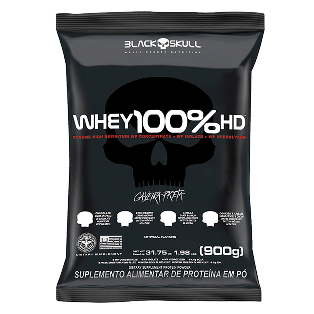 Whey 100% HD Black Skull Refil 900g Whey Protein