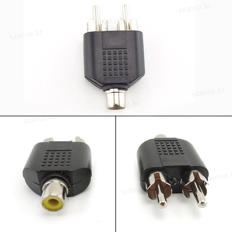 2 RCA Y Divisor Conector AV Áudio Vídeo Plug Conversor Cabo Macho Fêmea 2 Em 1 Adaptador BRA1