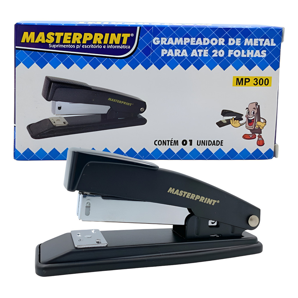 Grampeador Metal Masterprint MP-300 | Acabamento Sofisticado | 1/2/3/4un | 20 Fls