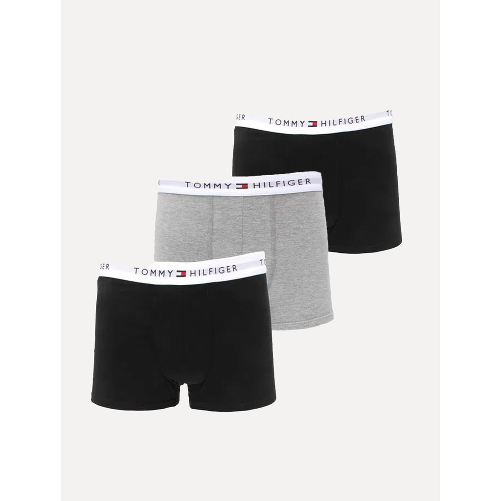 Cueca Tommy Hilfiger Cotton Stretch Trunk Preta Cinza Mescla Pack