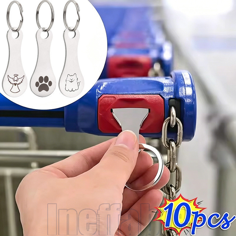 Chaveiro De Token De Carrinho De Compras De 10-2 Unidades-Abridor De Garrafas 2 Em 1-Para Tokens De Supermercado-Pingent