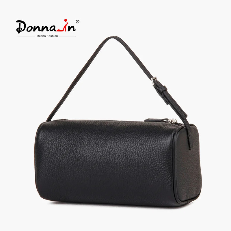 Bolsa de mão Donna-in em couro natural para mulheres, couro legítimo de flor integral, com alça superior e alça de ombro