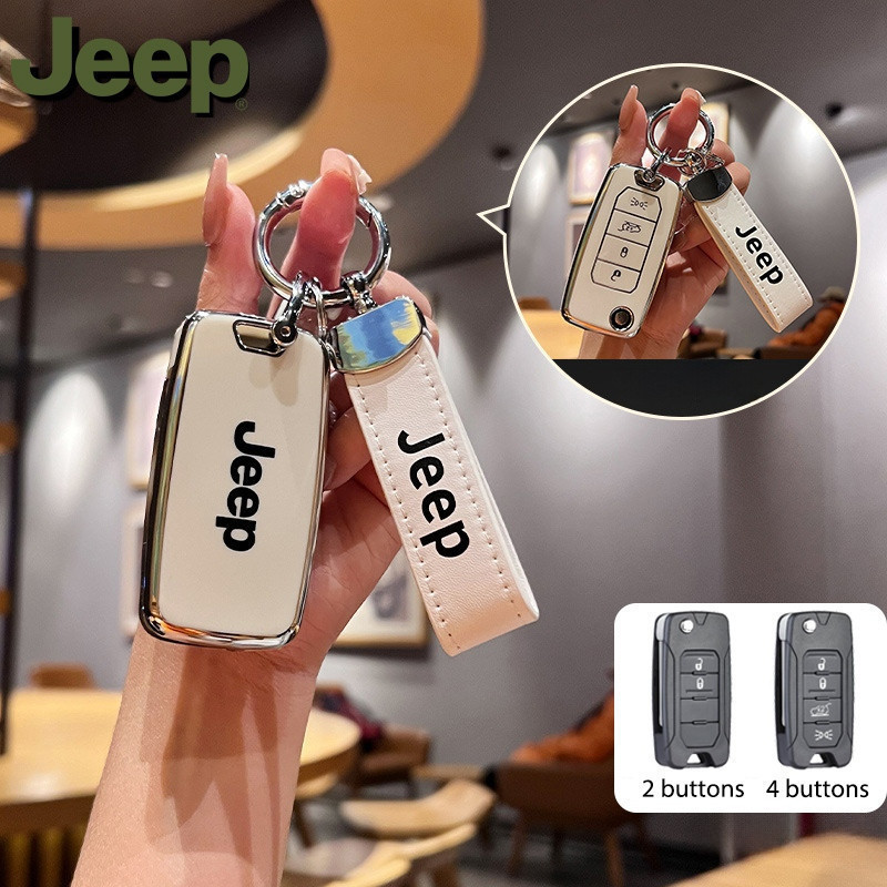 Capa de Chave de Carro Nova para Jeep Renegade/Compass/Commander, Chaveiro Premium em TPU NUSU