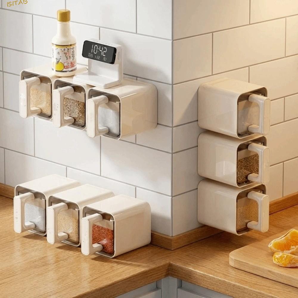 Rack De Armazenamento De Especiarias ISITAB , Potes De Pimentão Selados Sem Punção , Frasco De Tempero De Cozinha Montad