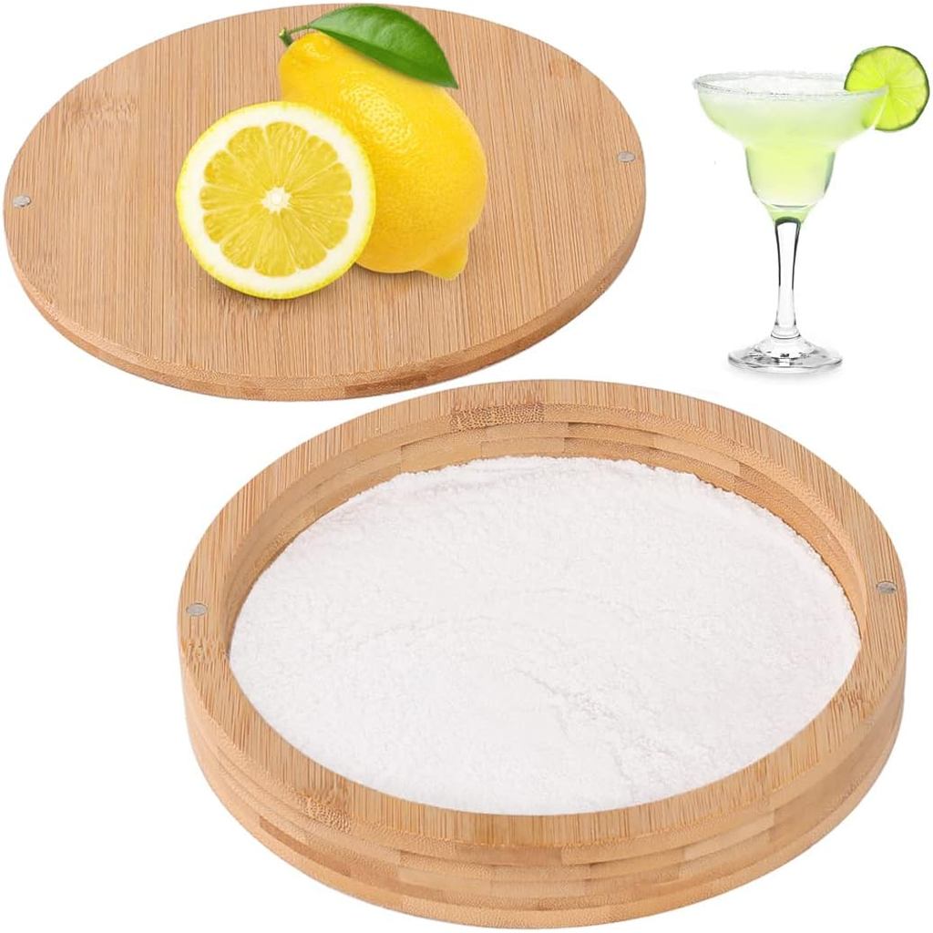 Conjunto de Salgador de Margarita com Tampa - Salgador de Bambu para Coquetéis - Salgador de Copos para Festas e Bares -