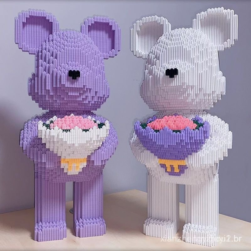 Modelo moderno de urso violento, compatível com peças de Lego, brinquedo educativo de montagem 3D com micro-partículas.