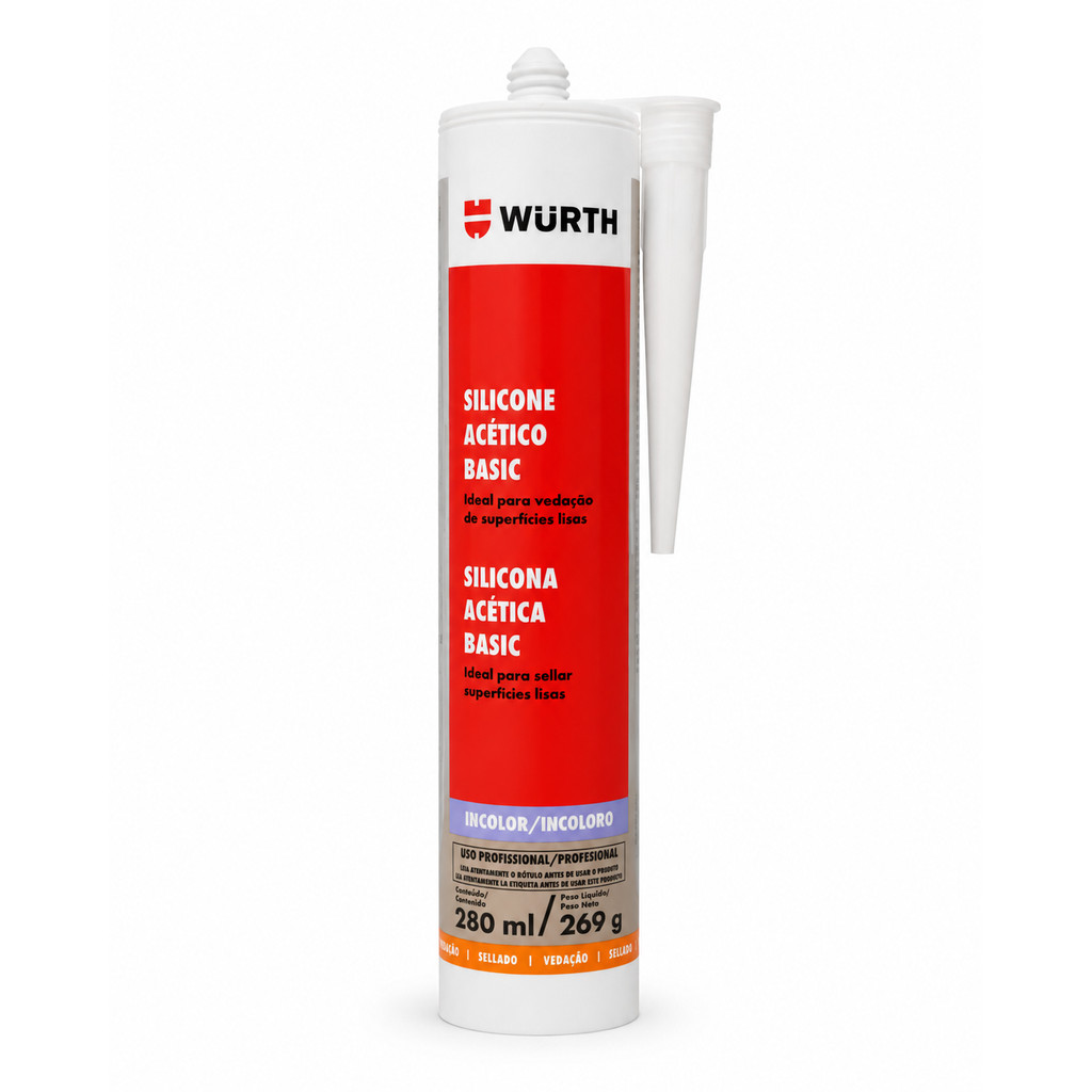 Silicone Acético Basic Incolor Vedação 280ml / 269g Würth