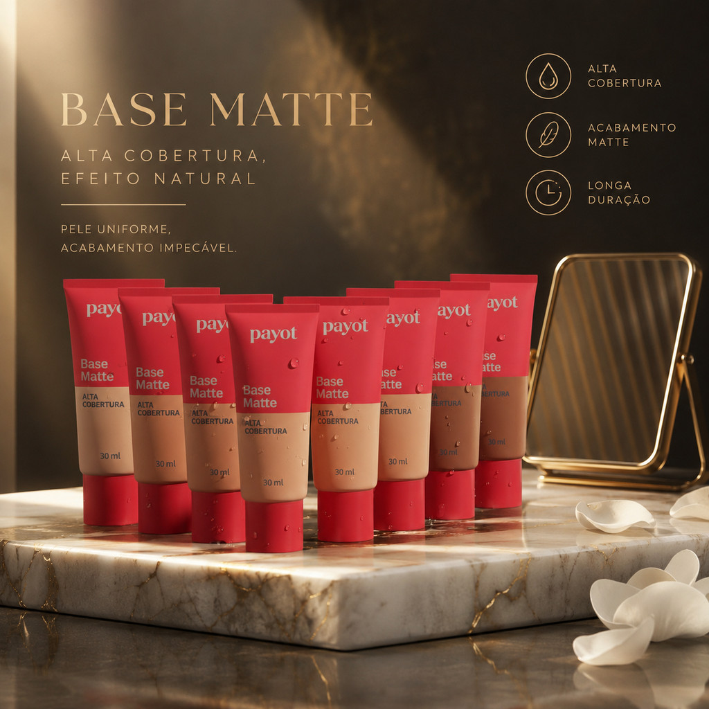 Base Líquida Matte Payot 30ml Alta Cobertura Longa Duração Controle da Oleosidade