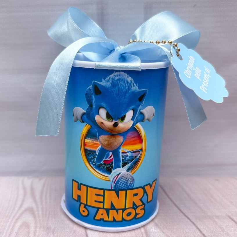 Cofrinhos Personalizados SONIC - 10x6cm Lembrancinha Festa Infantil Aniversário