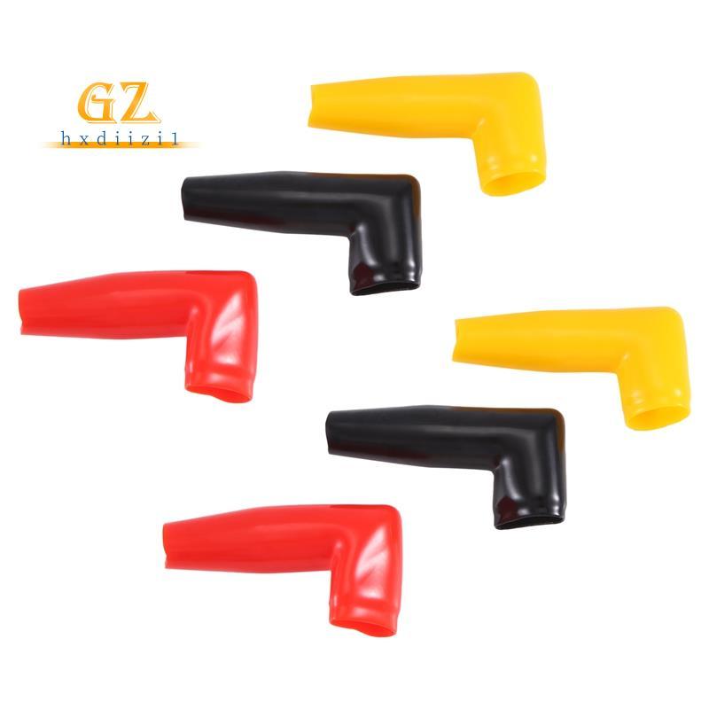 [gzhxdiizi1] 6pc Proteção Elétrica Motor Guincho Cabo Terminal Bota Capa De Borracha Preto + Vermelho + Amarelo
