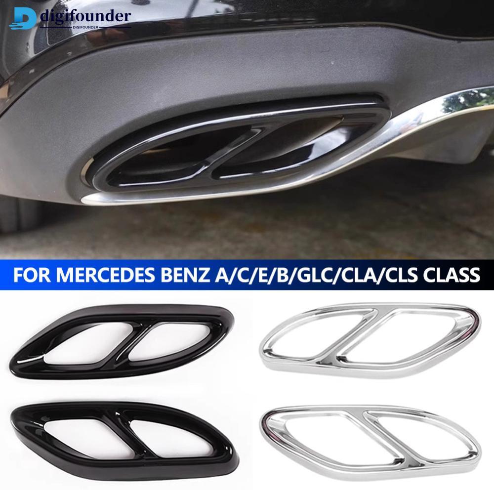 DIGIFOUNDER 2 Peças Tampa Do Tubo Silenciador Da Ponta De Escape Carro 4 Saída Difusor Traseiro Para Mercedes Benz A/C/E