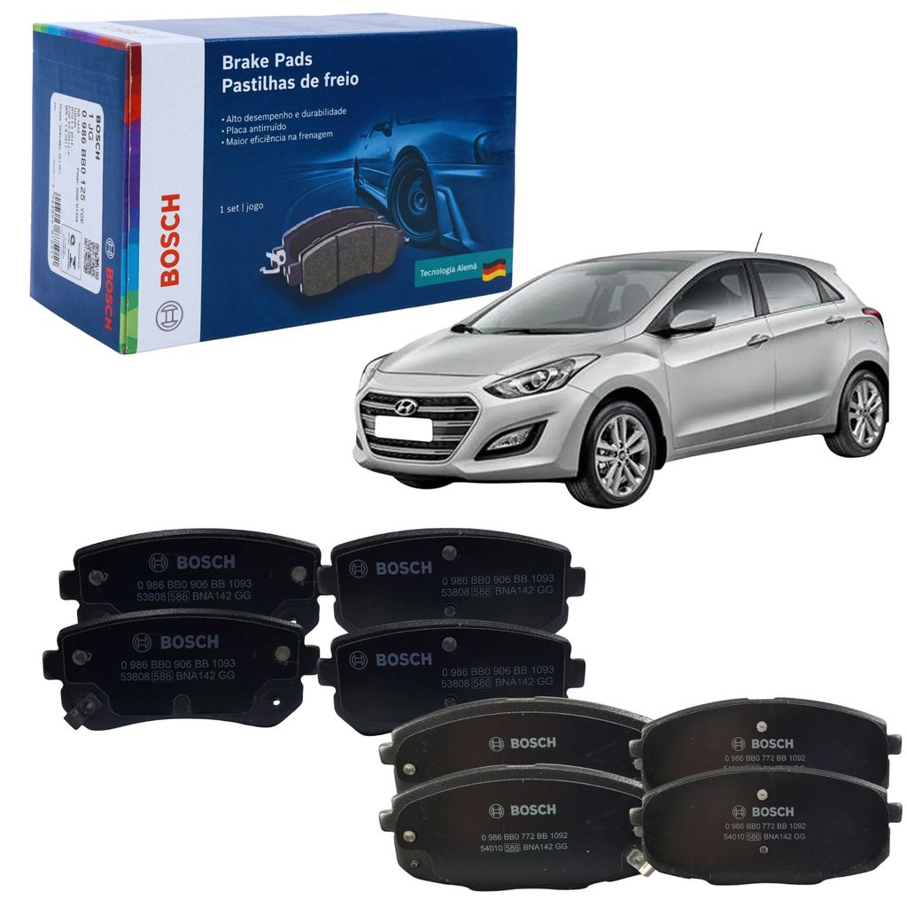 PASTILHA DE FREIO DIANTEIRO E TRASEIRO BOSCH ORIGINAL HYUNDAI I30 CW 2.0 2010 2011