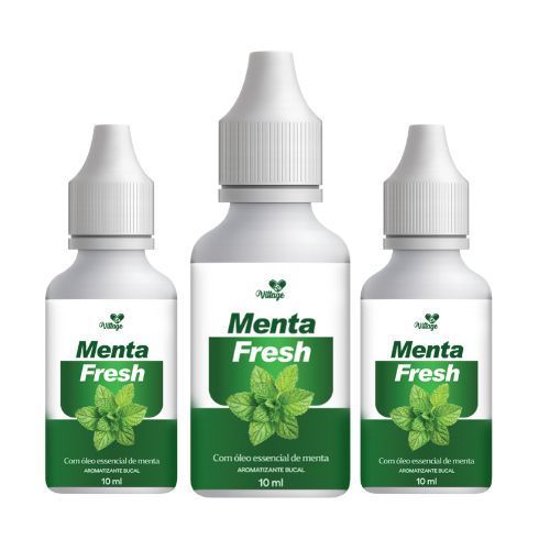 Kit 3x Óleo Essencial Menta Fresh 10ml – Hálito Refrescante e Duradouro