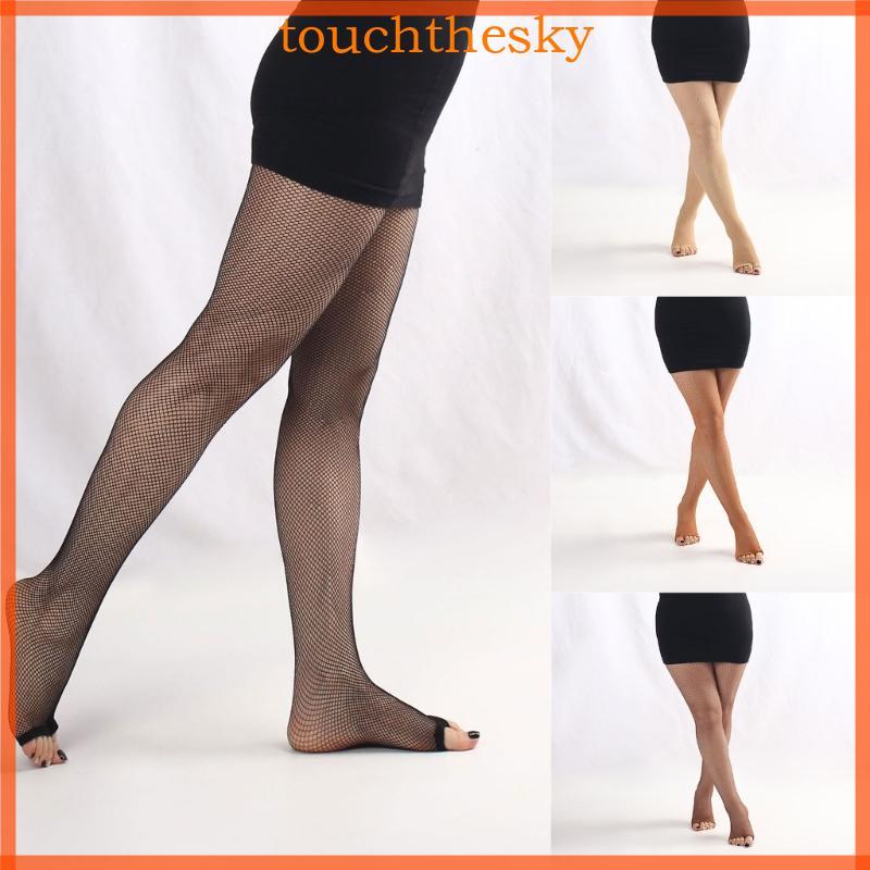 TOU Elasticidade Elástica Dança Feminina Pura Malha Collants Dedo Do Pé Aberto Design Fishnet Meia-Calça Prática Latina