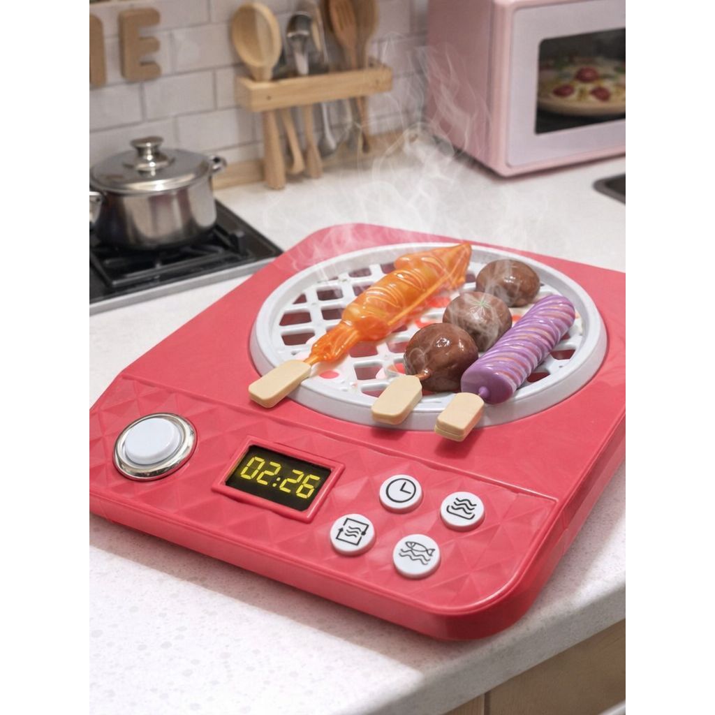 Churrasqueira Elétrica  c/ Luz e Som com Acessórios Mini Grill, Eletrodoméstico Infantil  Cozinha Infantil Comidinhas