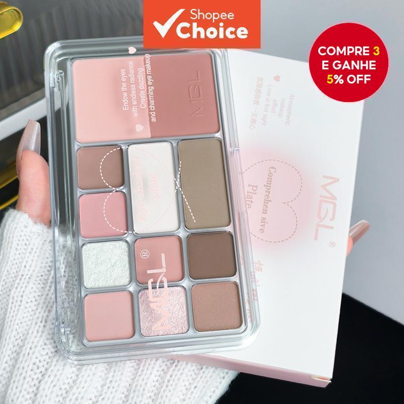 MGL Paleta Completa de Doze Cores Outono Inverno Maquiagem Leve Contorno Blush Sombra Paleta Três em Um