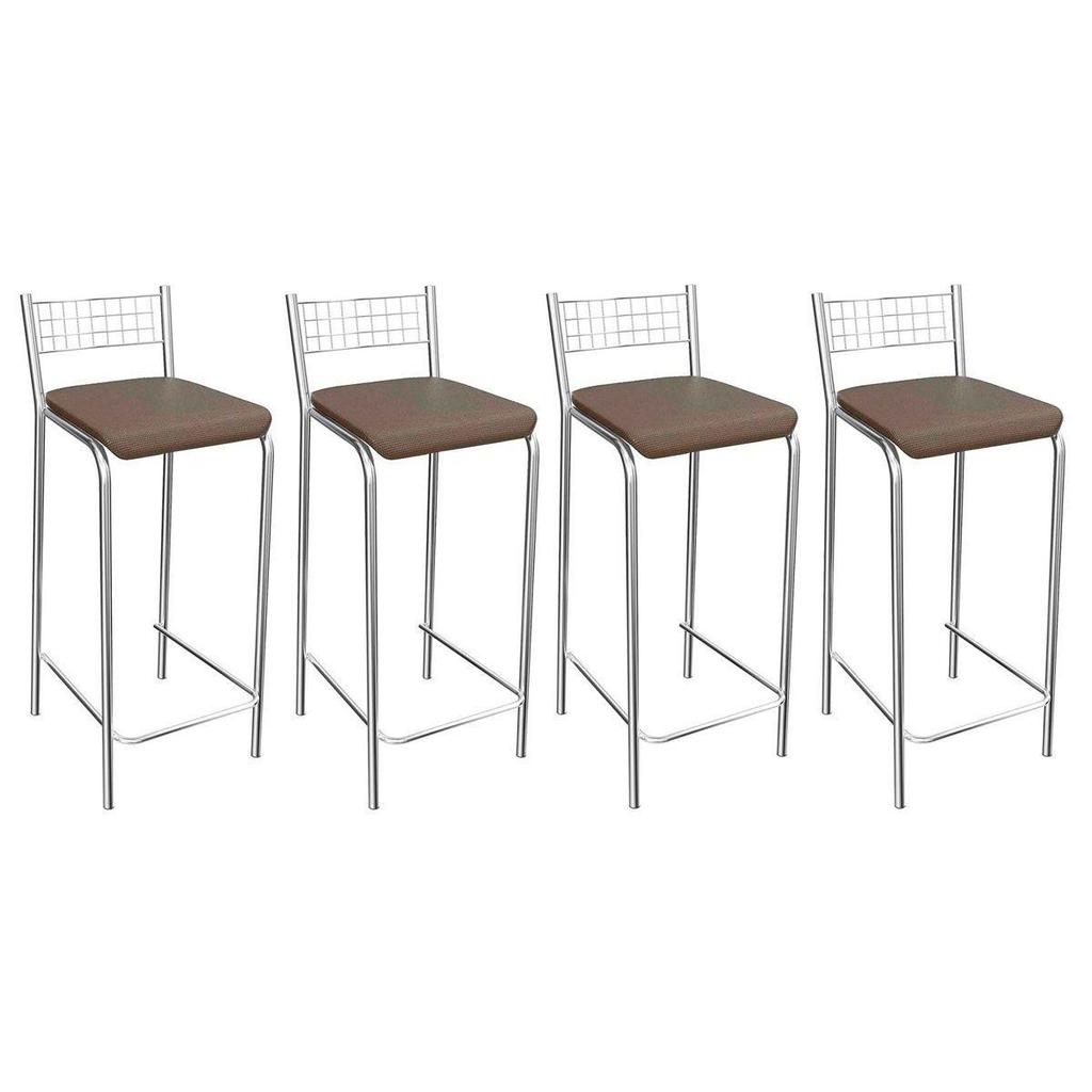 Banqueta Sala de Jantar Gênova 1B705CR 4 Un Cromado/Marrom 21 - Kappesberg