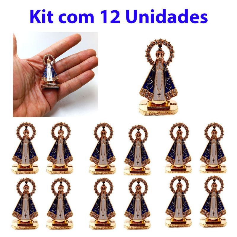 kit com 12 imagens de Nossa Senhora Aparecida para carro, oratório, estante
