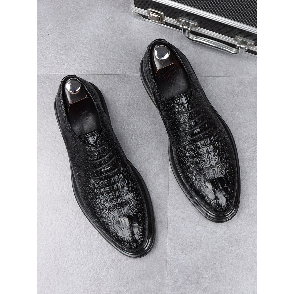High-end padrão de crocodilo apontou Toe sapatos masculinos high-end sentido negócios Formal Wear sapatos masculinos aum