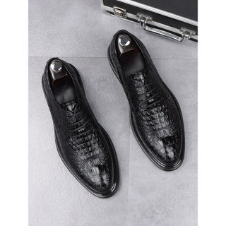 High-end padrão de crocodilo apontou Toe sapatos masculinos high-end sentido negócios Formal Wear sapatos masculinos aum