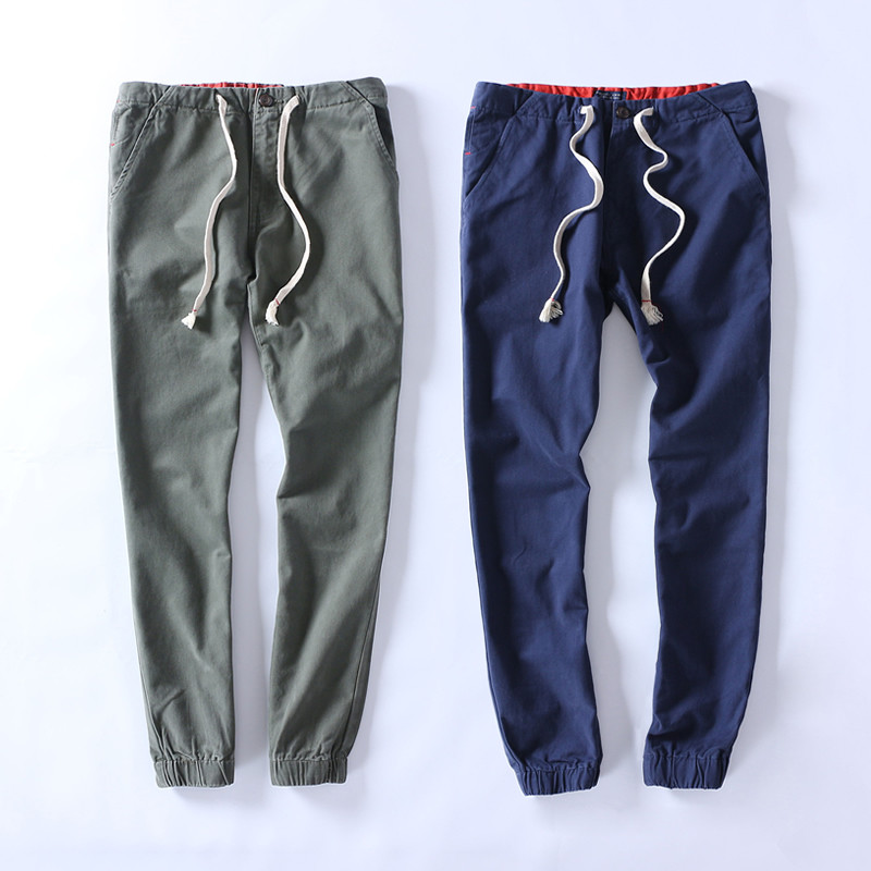 Sabaqi outono japonês Retro calças soltas calças magras masculinas na moda em linha reta puro algodão calças casuais