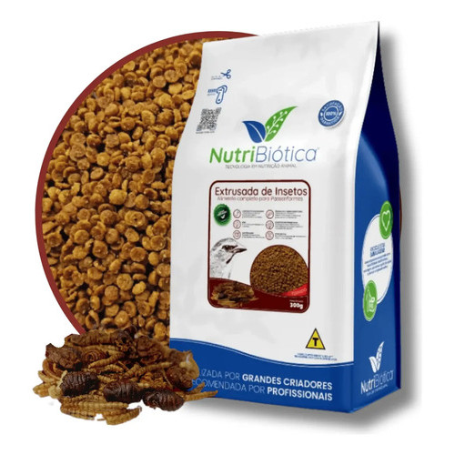 Ração Nutribiótica 300g Extrusada De Insetos Esquenta Torneio Larvas Tenebrio Curió Bicudo Sabiá