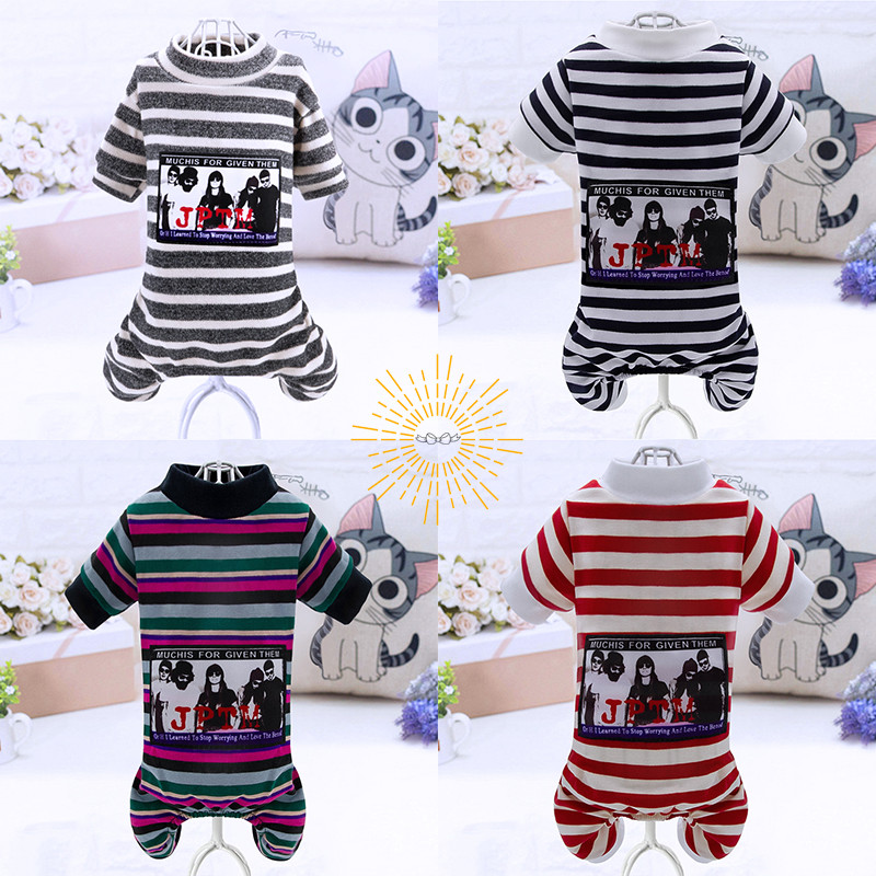 Roupas para cães primavera outono inverno roupas de pelúcia filhote de cachorro animal de estimação listrado padrão roup