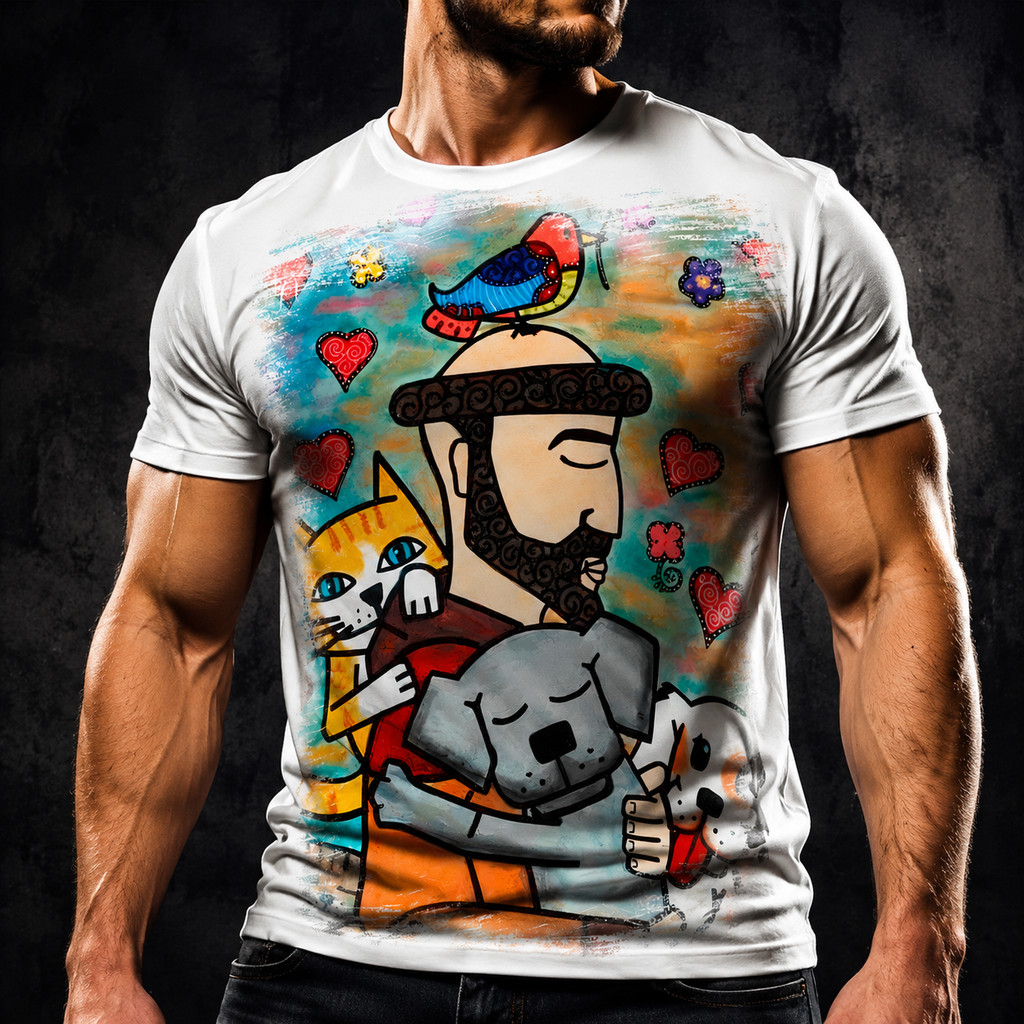 Camiseta São Francisco Assis Desenho Santo A