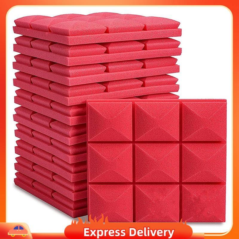 [Entrega Rápida BRY8] 12 PCS Painéis De Espuma Acústica Parede À Prova De Som KTV Room Vermelho