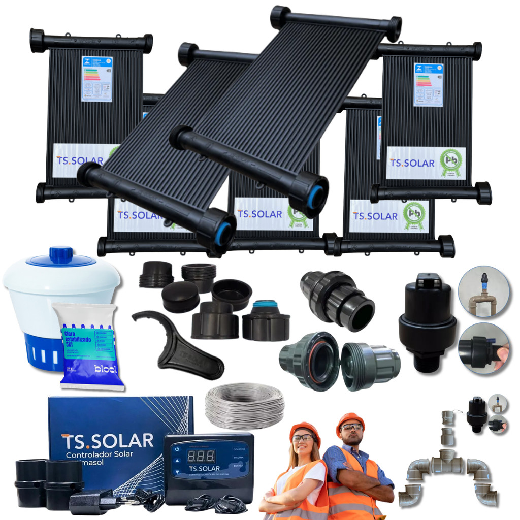 12.000 LITROS KIT COMPLETO AQUECIMENTO SOLAR PISCINAS JACUZZI SPA 9 PLACAS 3,00X0,30