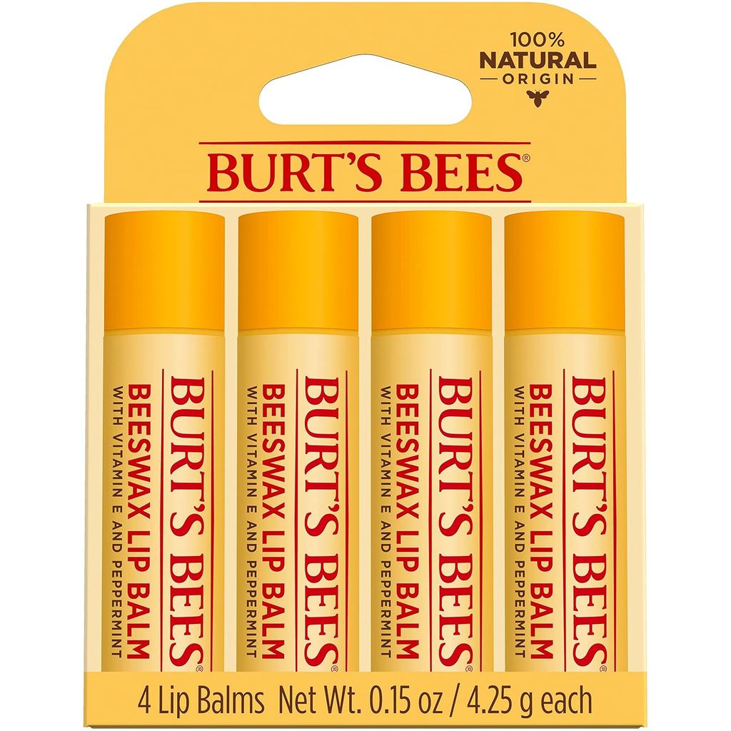 Pacote de Bálsamos Labiais de Cera de Abelha da Burts Bees para Unissex - 4 x 0,15 oz Bálsamo Labial ZHM0