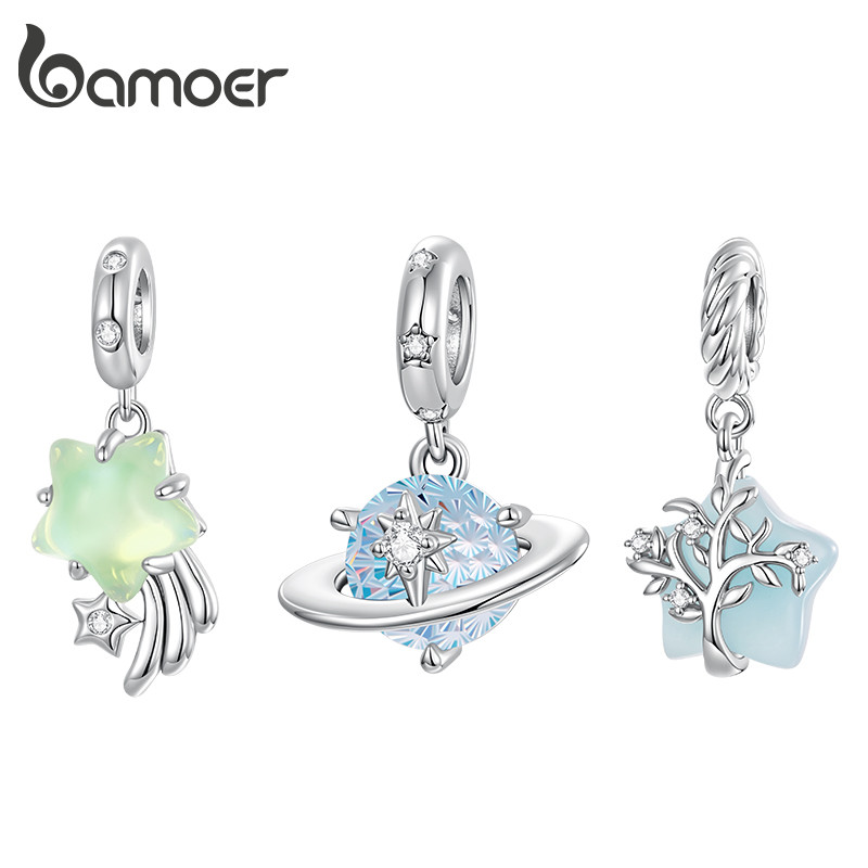 Bamoer Charm Planet Star Pingente DIY Para Pulseira Presentes Mulheres