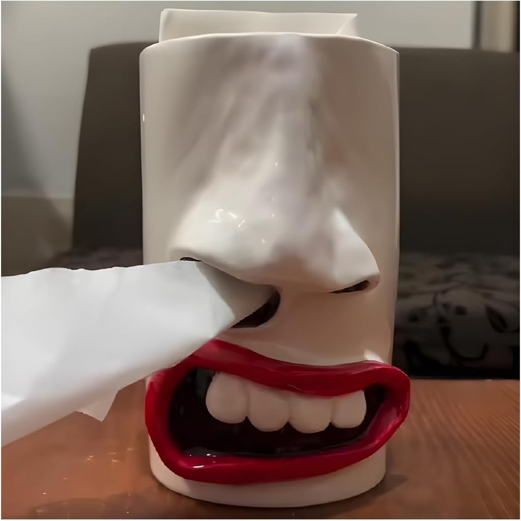 Porta-lenços de Papel Artesanal com Design Divertido, Caixa de Lenços de Papel com Design de Rosto, Estojo de Lenços de