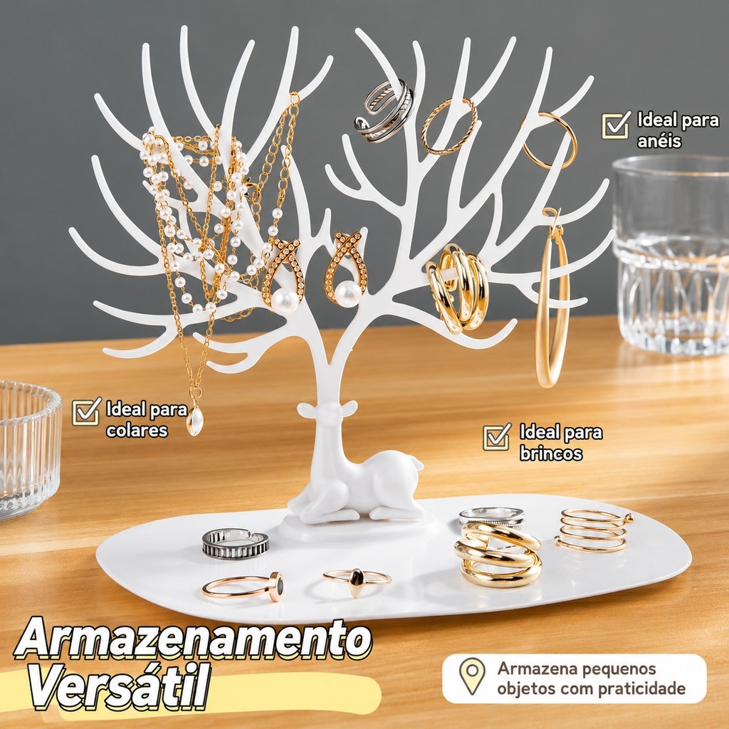 Organizador Multifuncional Nórdico INS com Design de Chifre de Veado – Porta-Joias Decorativo para Mesa e Penteadeira